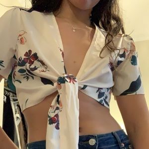 Floral tie crop top